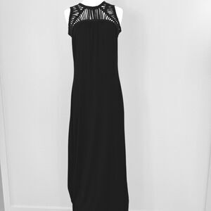 New Brixon Ivy Womens Ara Maxi Dress M Black Cage Lattice Sleeveless Resort Long